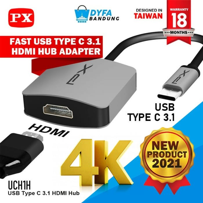 Macbook Ipad Smartphone To HDMI Converter Adapter 4K UHD PX UCH1H