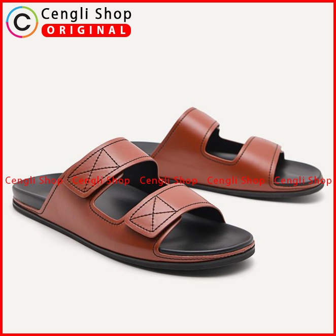 SANDAL SLIDE PEDRO PRIA ORIGINAL CASUAL BRANDED COKLAT PM136