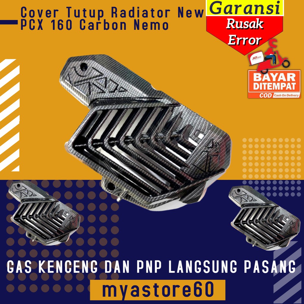 Cover Tutup Radiator Mesiin Aksesoris Variasi Sparepart Honda New PCX 160 2021 Carbon Nemo