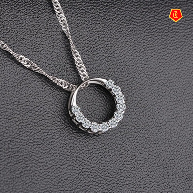 [Ready Stock]Diamond Circle Silver Necklace Female Affordable Luxury Fashion Temperament