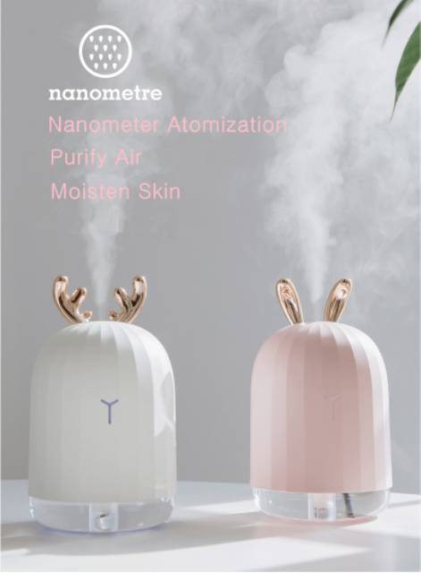 HUMIDIFIER PURIFIER DIFFUSER AROMATHERAPY WHITE PINK DEER CUTE 220 ML PELEMBAB UDARA AROMA OIL