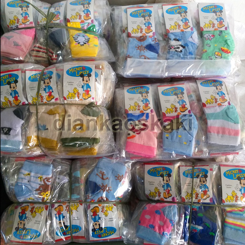 [ 12 PASANG ] KAOS KAKI BAYI MOTIF KARAKTER - OBRALAN