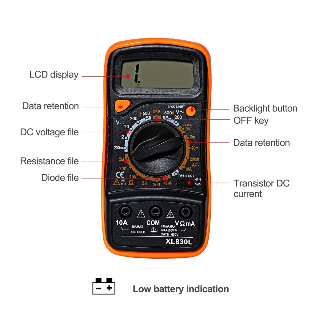 Multimeter Digital AC/DC Voltage Tester / Multitester Digital/Avometer Digital XL830L