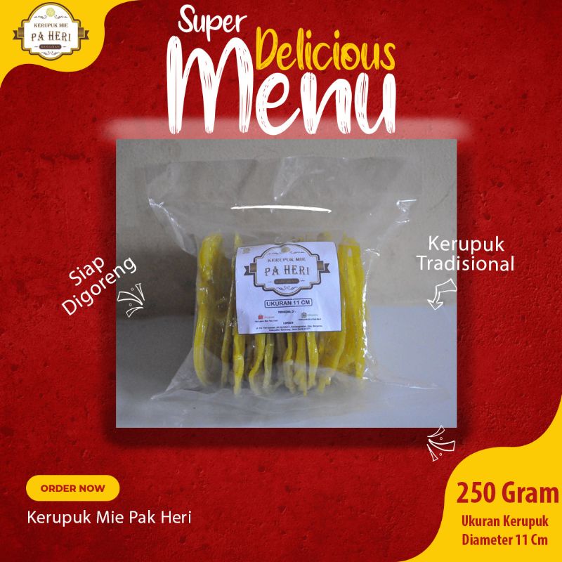 

Kerupuk Mie Kuning Mentah 11cm Kualitas Super Original 250 gram 1/4 kg