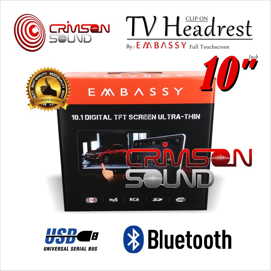 TV HEADREST 10 INCH EMBASSY FULL TOUCHSCREEN
