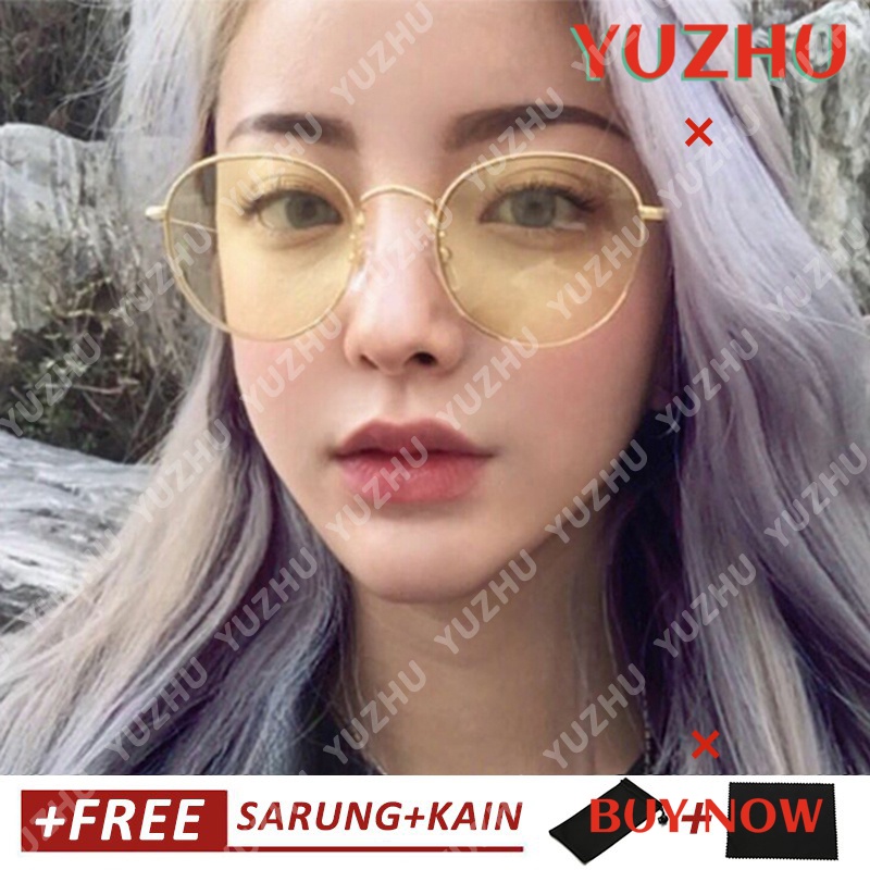 (YUZHU) Bayar di Tempat Korean Ulzzang Retro Besi Frame Candy Color Small Bundar Kacamata Hitam Sunglasses