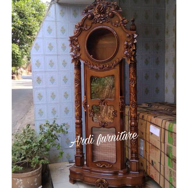 Jam berdiri,jam lonceng ukir kayu jati asli jepara