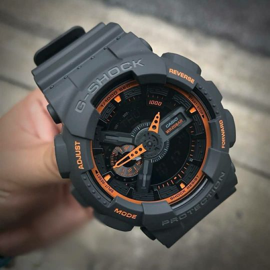 Jam Tangan Pria Casio G-Shock GA-110TS Grey List Orange Original BM