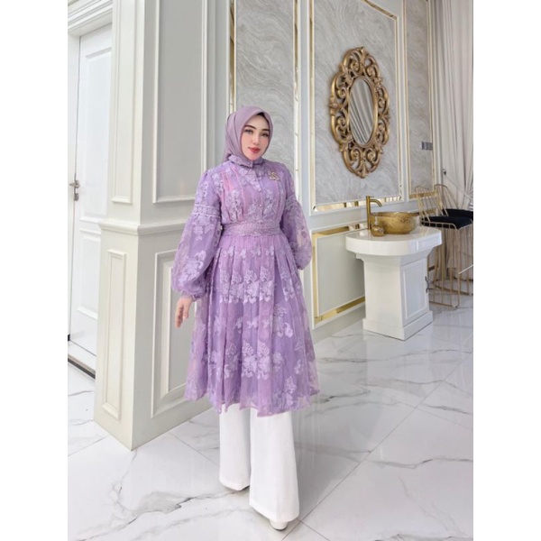 TUNIK BROKAT IMPORT ORIGINAL BY SHELLASAUKIA SPESIAL READY WARNA BIRU & HIJAU LIME