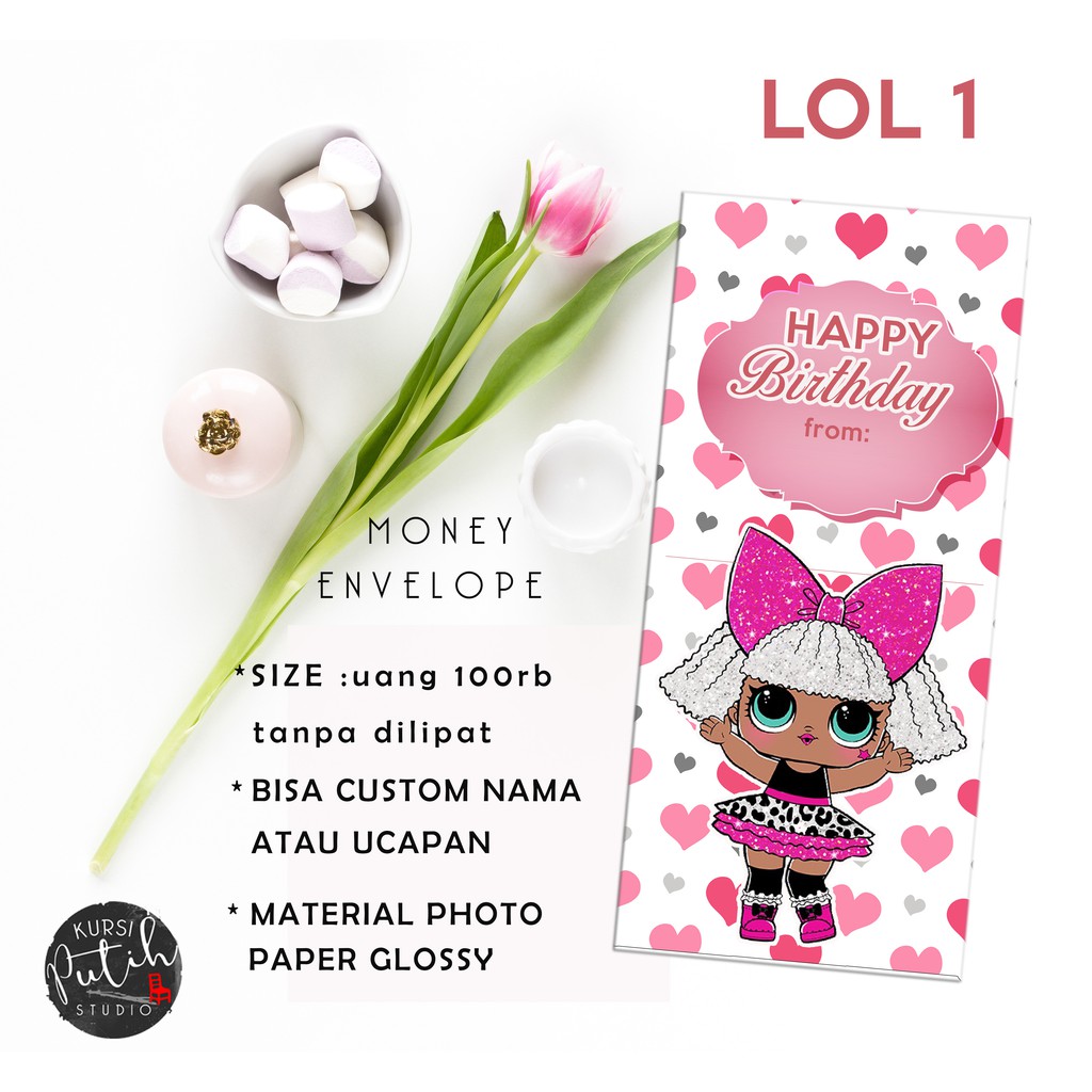

amplop angpao motif anak lol disney custom huruf