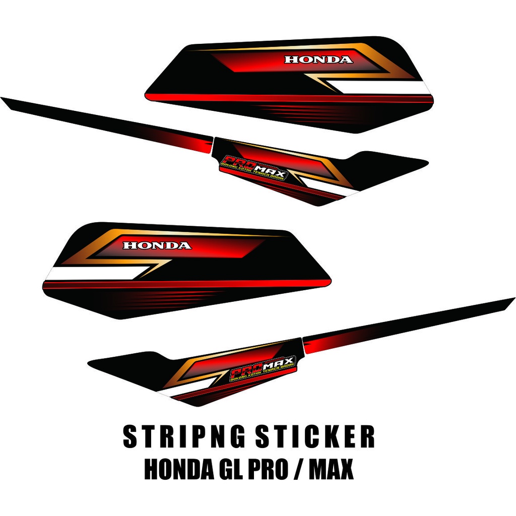 VARIASI STIKER STRIPING VARIASI MOTOR HONDA GL PRO GL MAX RACING SIMPLE VARIASI HITAM, MERAH VARIASI