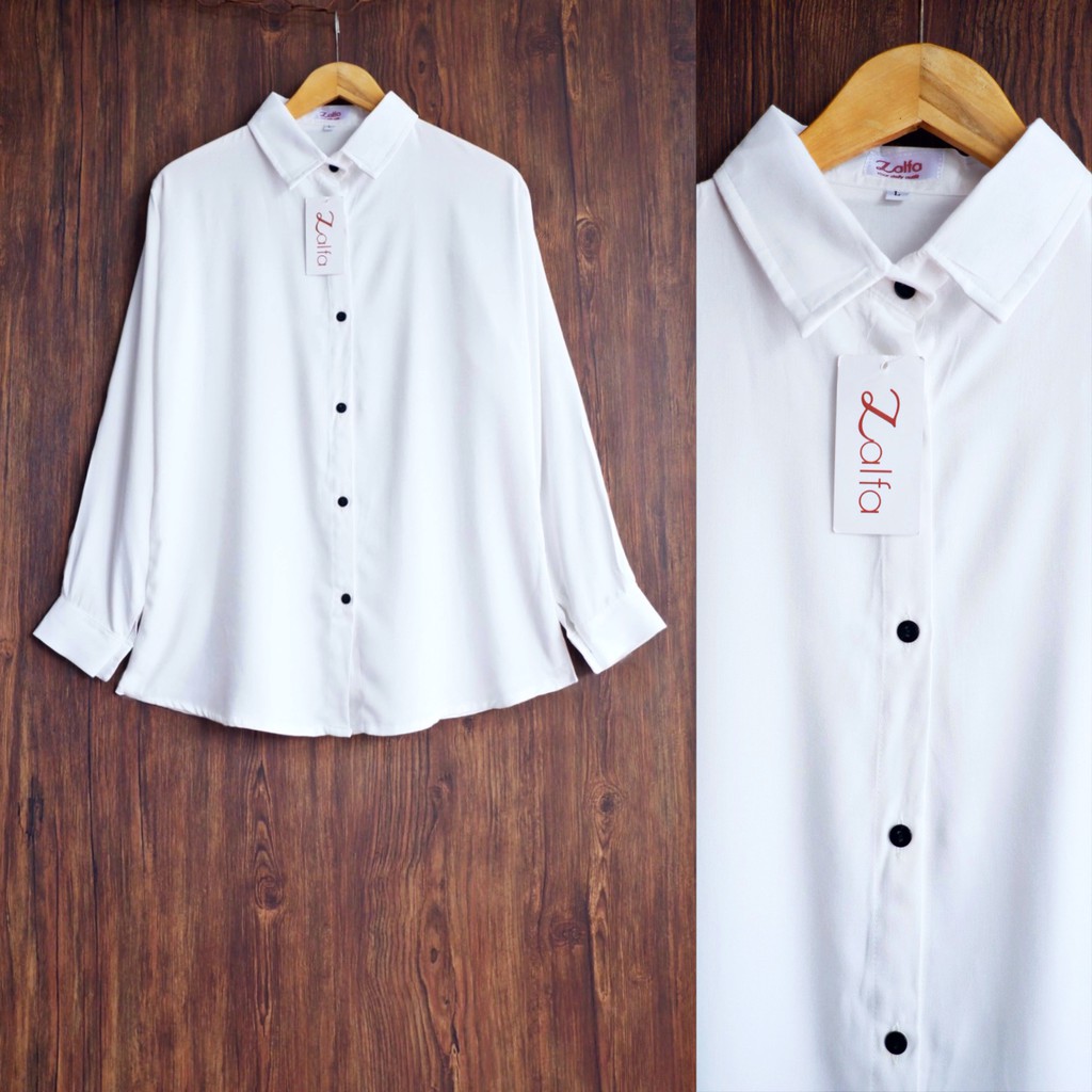 BASIC rayon kemeja by ZALFA OUTFIT-White (R.Twill)
