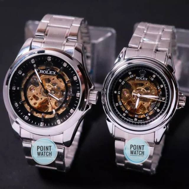 Jam Tangan Couple Rolex AUTOMATIC RANTAI Tanpa Baterai