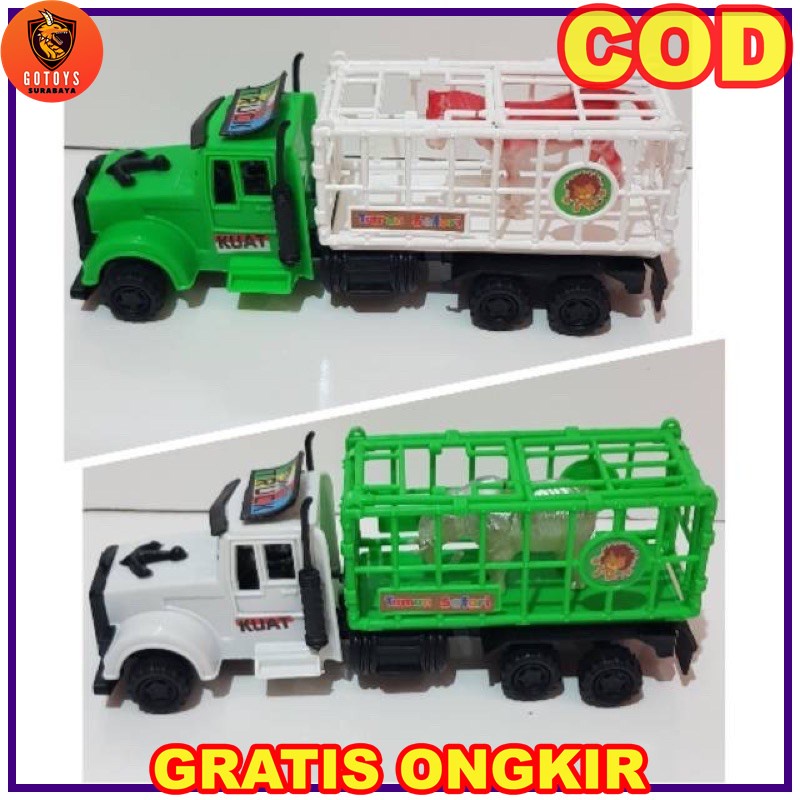 Mainan Truk Kandang Transportasi Pengangkut Hewan Taman Safari Ftw351