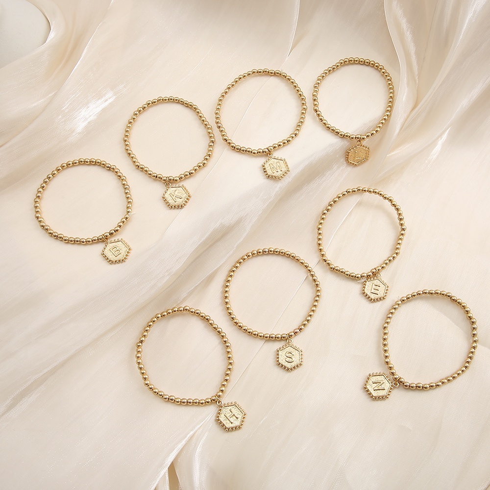 IFYOU Fashion Double Layer Gold Bracelet Simple Letter Pendant Metal Bracelet Women Jewelry Accessories
