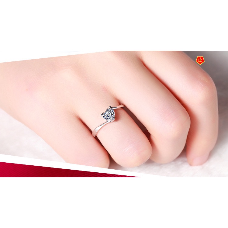 [Ready Stock]925 Silver Classic Carat Heart-Shaped Diamond Fashion All-Match