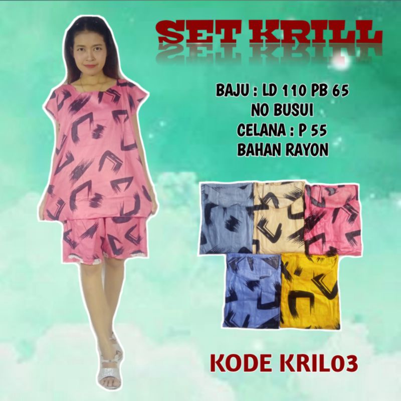 Daster one set krill celana pendek KRILL03 ecer harga grosir