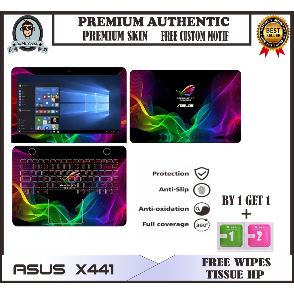 STIKER // GARSKIN LAPTOP ASUS X441 FULL BODY MOTIF BISA CUSTOM FREE SKIN HP 1PCS