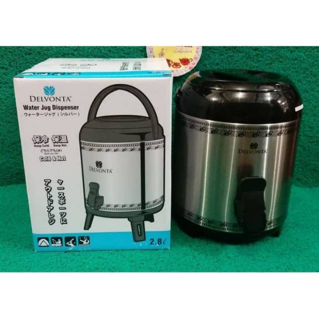 TERMOS DISPENSER DELVONTA 2,8 LITER PANAS DINGIN STAINLESS RAMADHAN PROMO LEBARAN PIKNIK