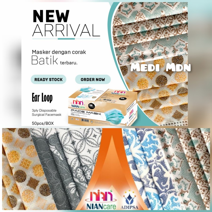 Masker Medis / 3ply / 3 ply / Nian Care / NianCare Motif Batik