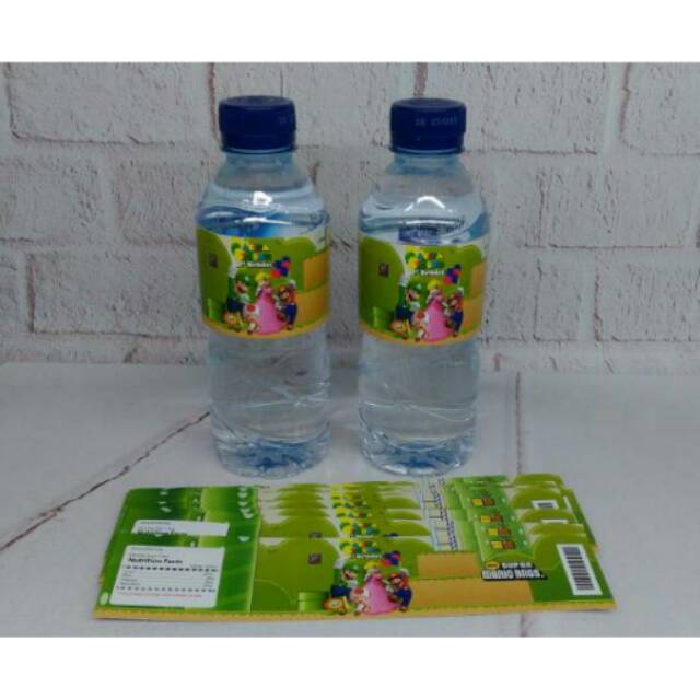 Label air mineral botol 330ml mario bross