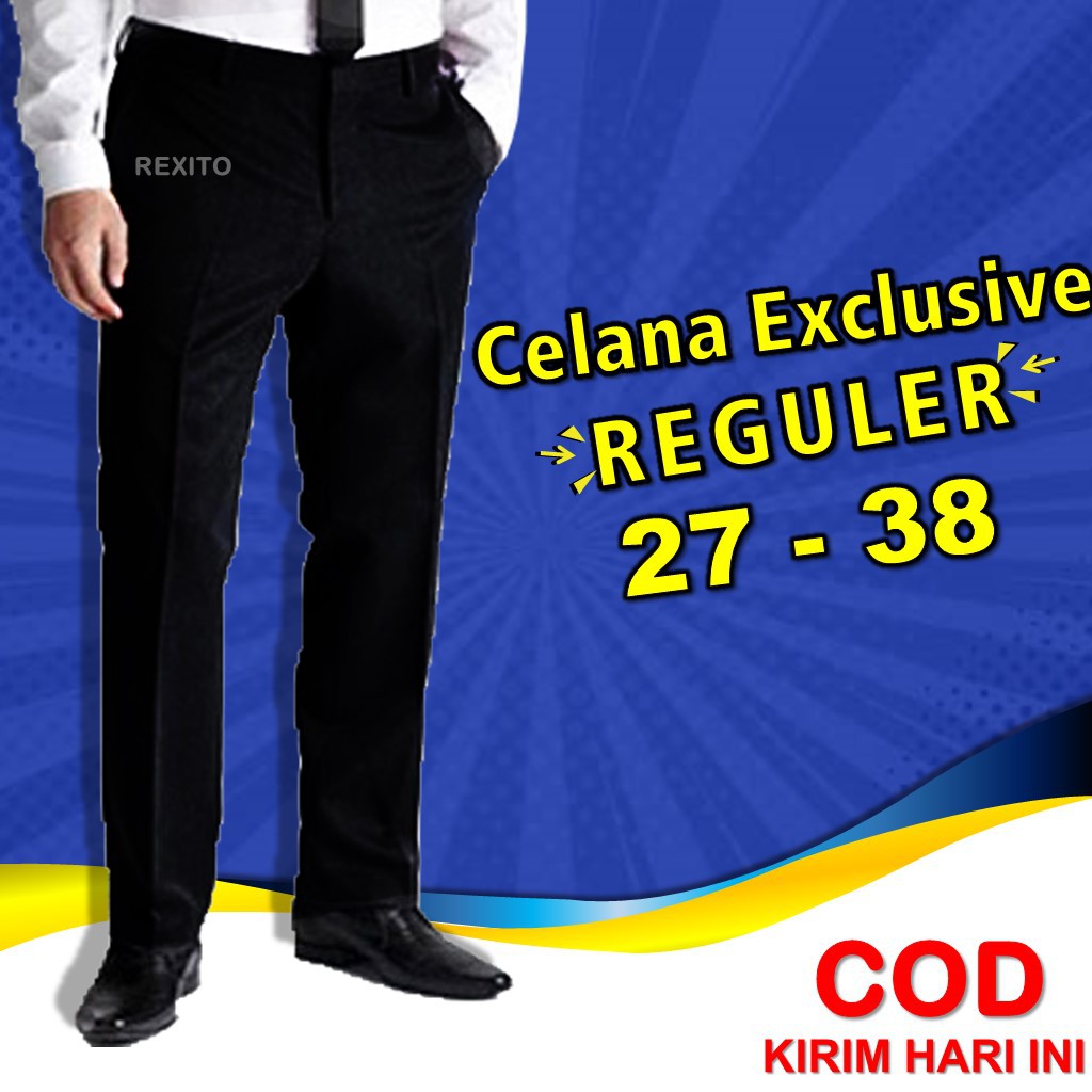 Celana Panjang Pria Formal Standart | Celana pria Hitam Bahan Kain Teflon CDXST1