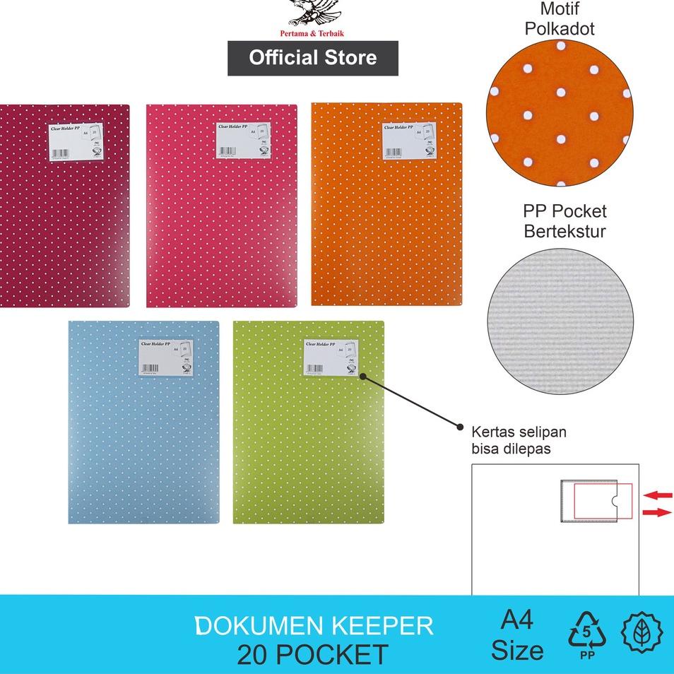 

Kualitas Puas EAGLE FILES Dokumen Keeper / Clear Holder / Document Keeper / Display Book Motif POLKADOT A4 20 Pocket