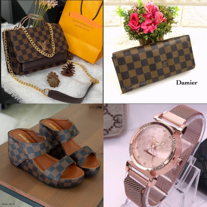 paket seserahan pengantin 4in1 sandal wedges dan tas