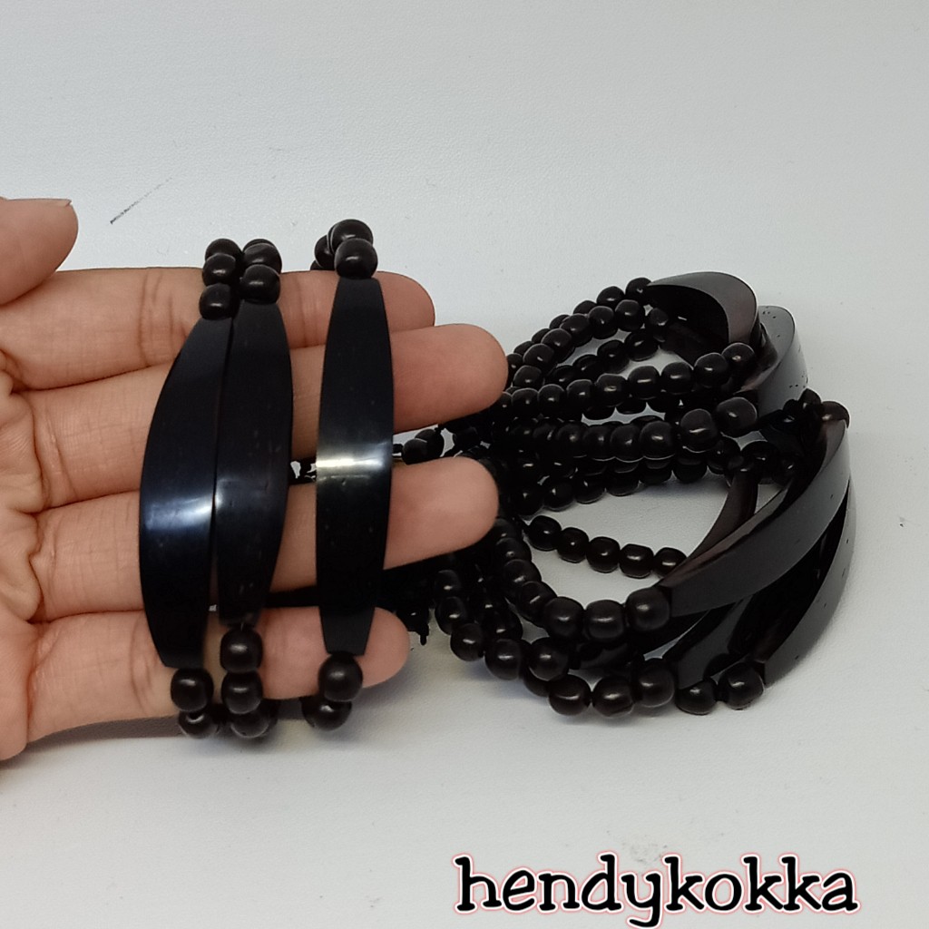 10pcs gelang kokka kaukah plat polos hitam