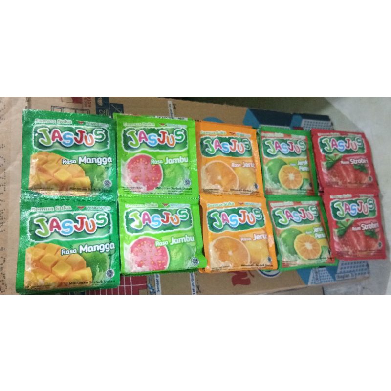 

jasjus berbagai varian rasa 1 renceng isi 10 sachet