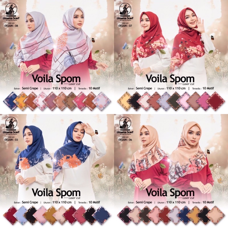 Umama Voila Spom Lc / Voal Bamboo | Kerudung/Jilbab/Hijab Segiempat Motif