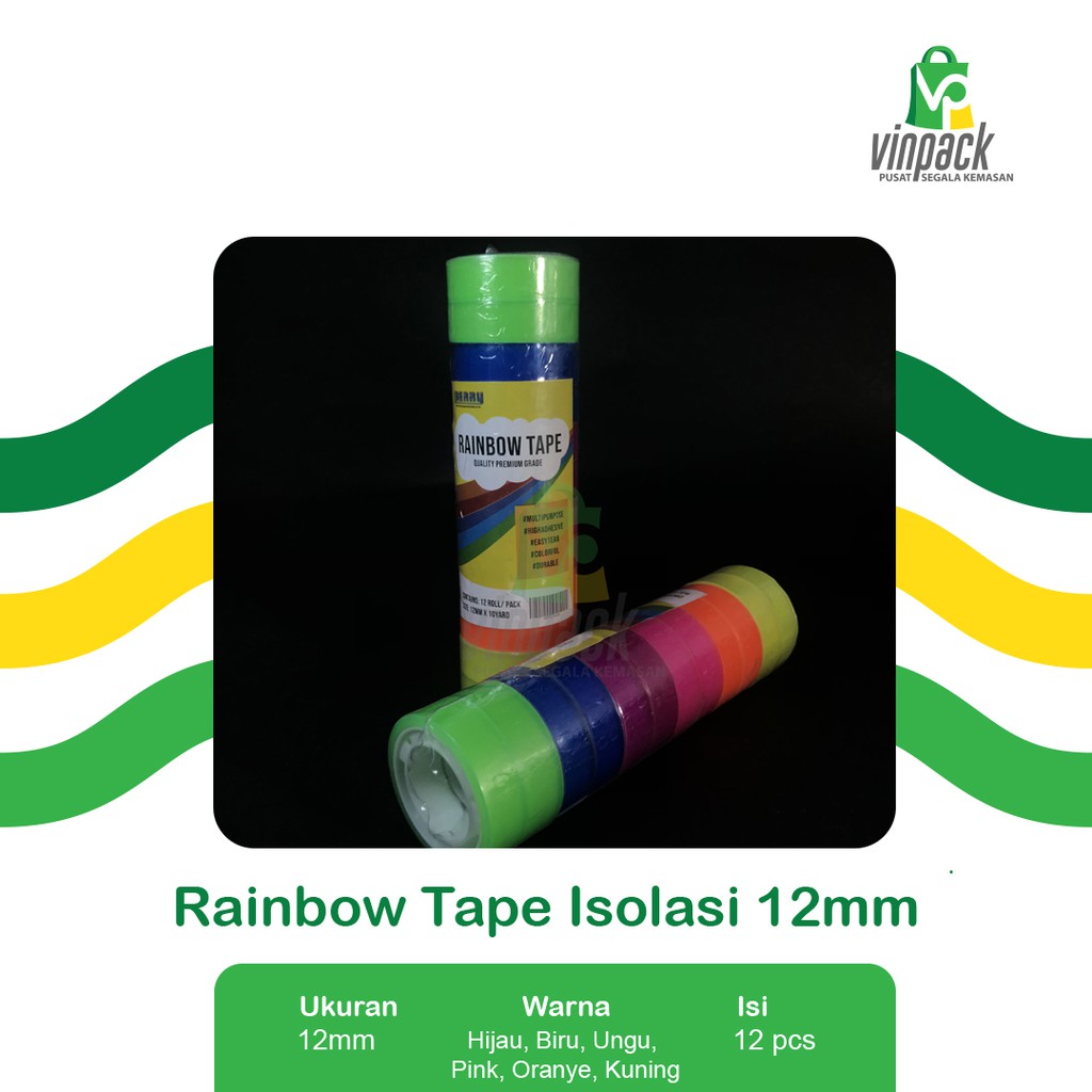 

Isolasi Rainbow/ Solasi/ Selotip/Tape Kecil Rainbow/ Warna Warni Berry 12mm