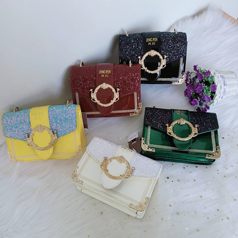 tas selempang wanita kulit paten tali bahu lebar sling bag korea import terbaru murah