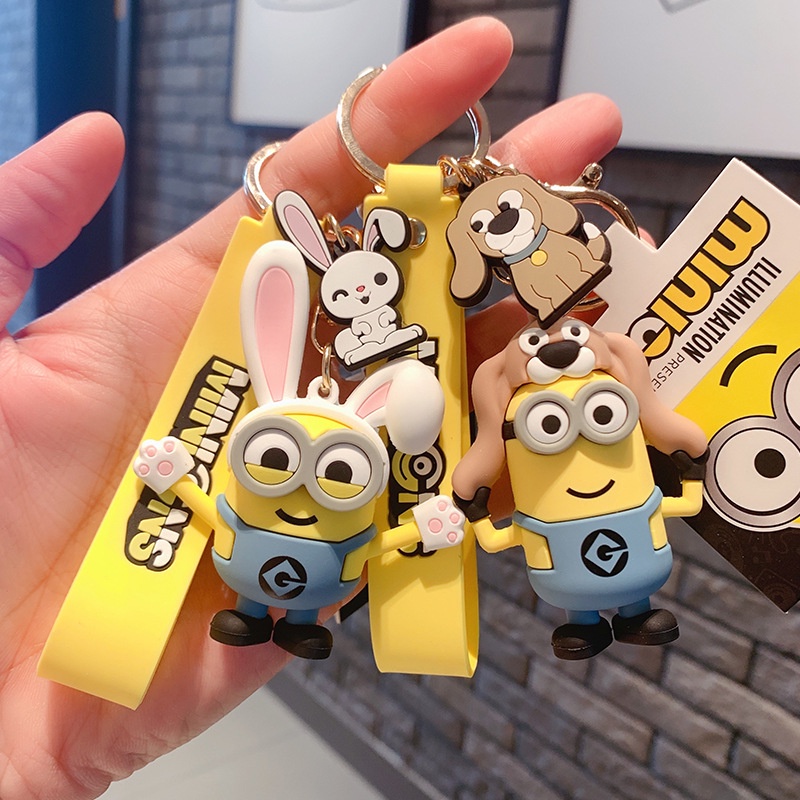 Gantungan Kunci Bentuk Boneka Kartun Minion Warna Kuning