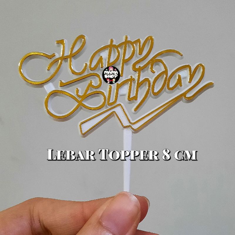 Tusukan Cupcake Topper Happy Birthday Hiasan Kue Tulisan HBD Gold Red