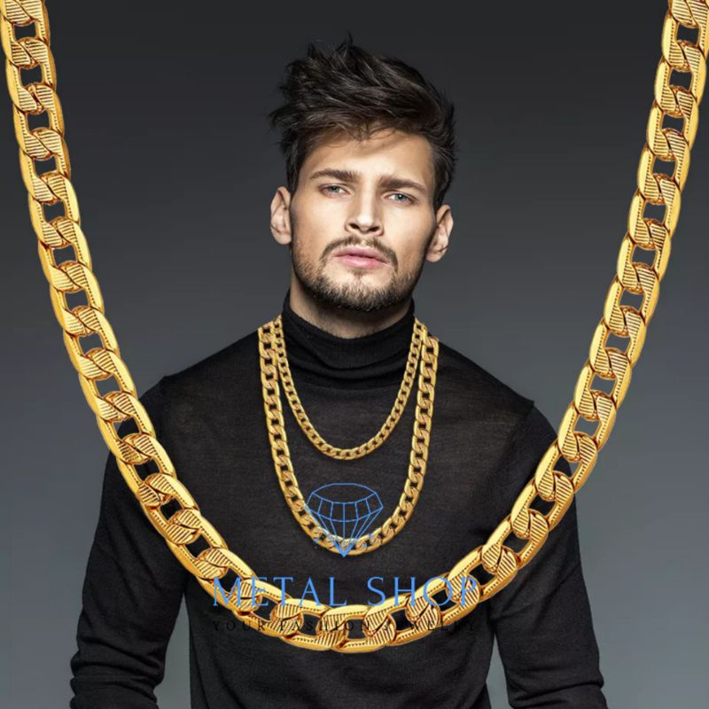 Kalung Titanium Hip Hop Pria Sultan Model Rantai Garis