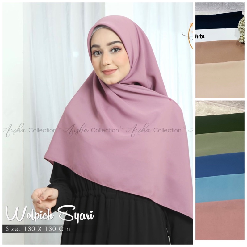 Segi Empat Syari Wolpeach 130x130 Jilbab Segi empat Syari Wolfis 130x130 Segi Empat Jumbo polos