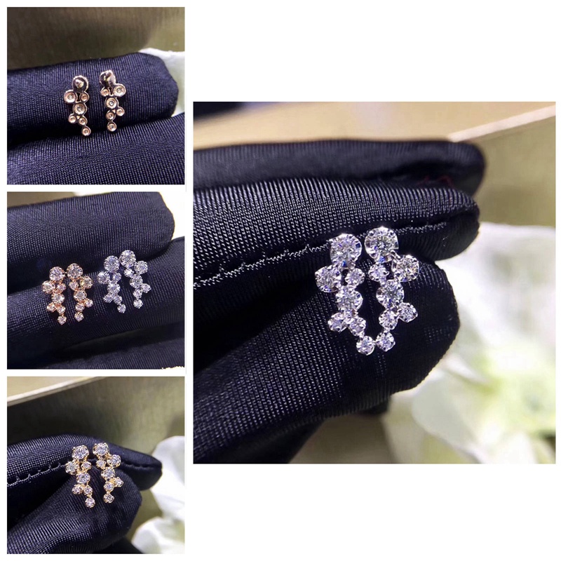 Fancyqube Anting Stud Cubic Zirconia 3 Warna Bahan Metal Untuk Wanita