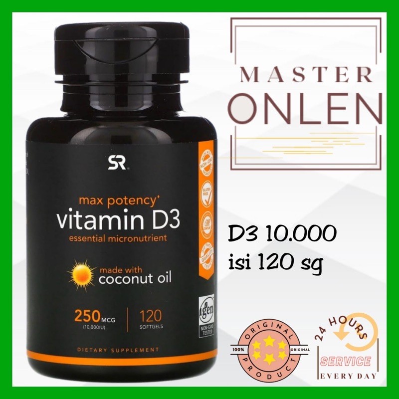 Vitamin D3 10000 IU Sports Research 120 softgel D-3 10000IU 250 mcg