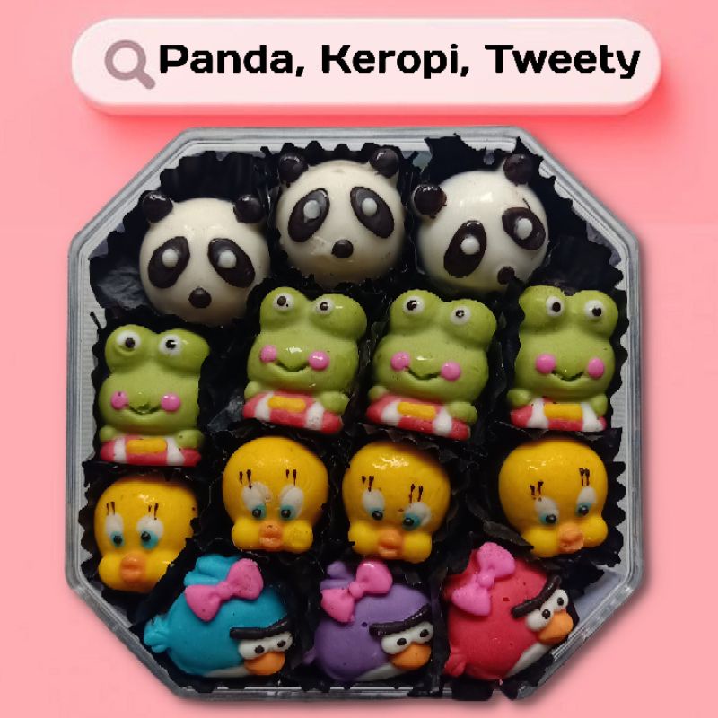 

TS2007 Bestseller Coklat Karakter panda, keropi, tweety, anggrybird coklat kado hampers cowok