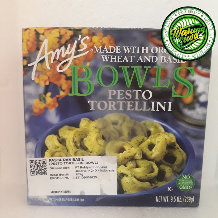 

amy's pesto tortellini bowls made with organic wheat and basil 269 gr