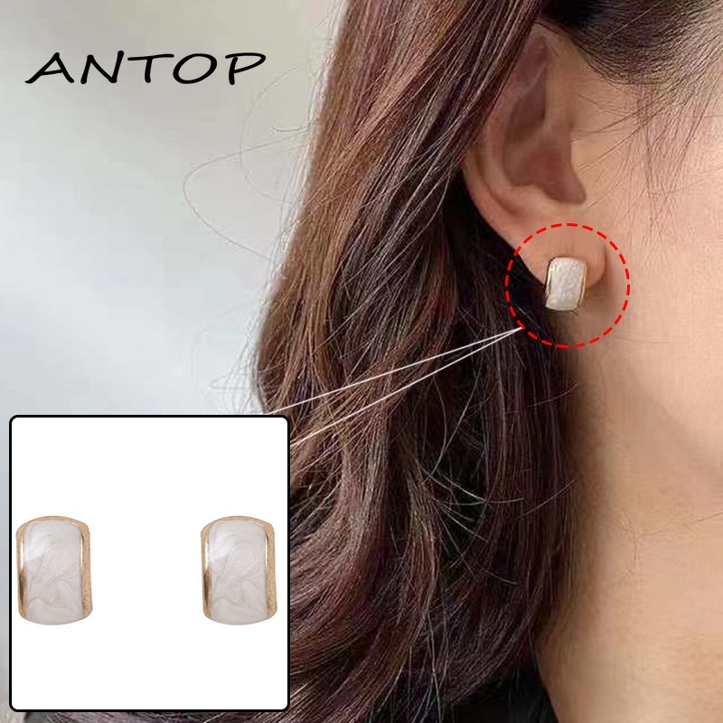 S925 Perak Korea Retro Anting Mutiara Fashion Anting Untuk Wanita Perhiasan Aksesoris ANTOP