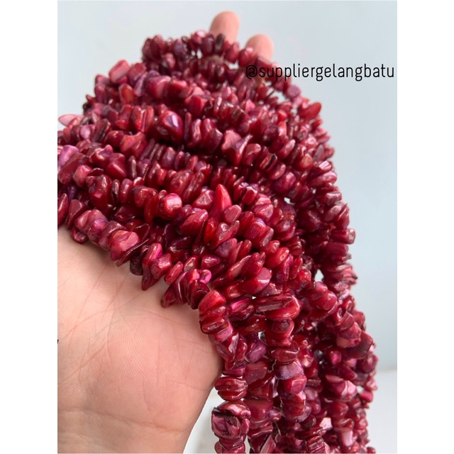 kerikil kerang MERAH MAROON 2cm bahan batu campuran aksesoris warna