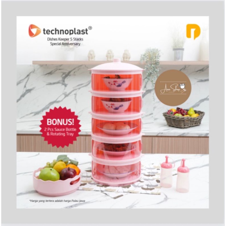 Tudung Saji Tingkat Technoplast 5 Susun Pink