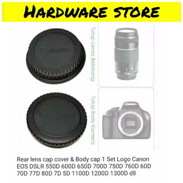 Rear lens cap cover &amp; Body cap Canon EOS 550D 650D 700D 760D 60D 70D 77D 80D 7D