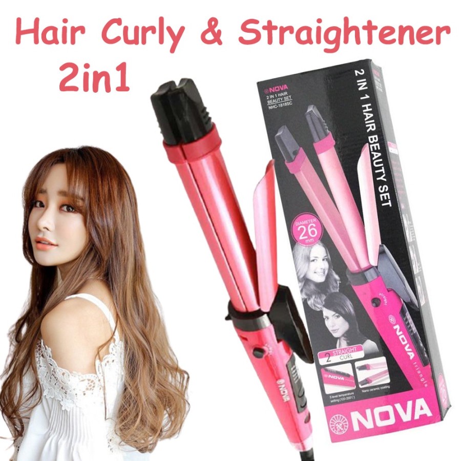 GROSIR KOSMETIK EXPORT Catokan Nova 2in1 Big Curly NHC-1818 Catok 2in1 Iron Lurus Keriting Curly Sal