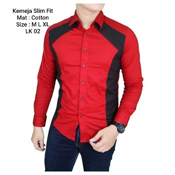 KEMEJA SLIM FIT PRIA LENGAN PANJANG | BAJU POLOS LK 02