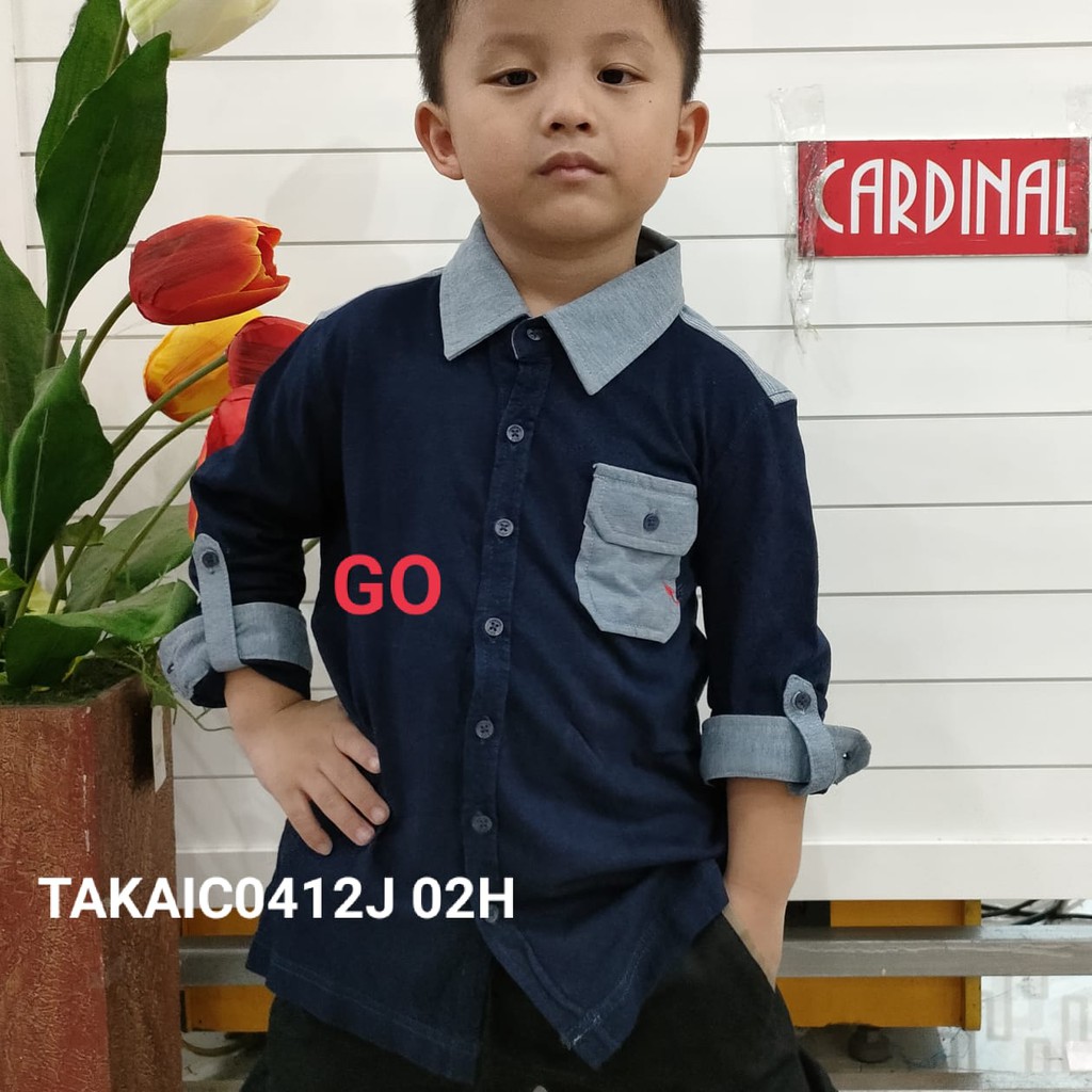 gos KL CARDINAL KIDS KEMEJA Anak Atasan Hem Anak Laki Laki Lengan Panjang