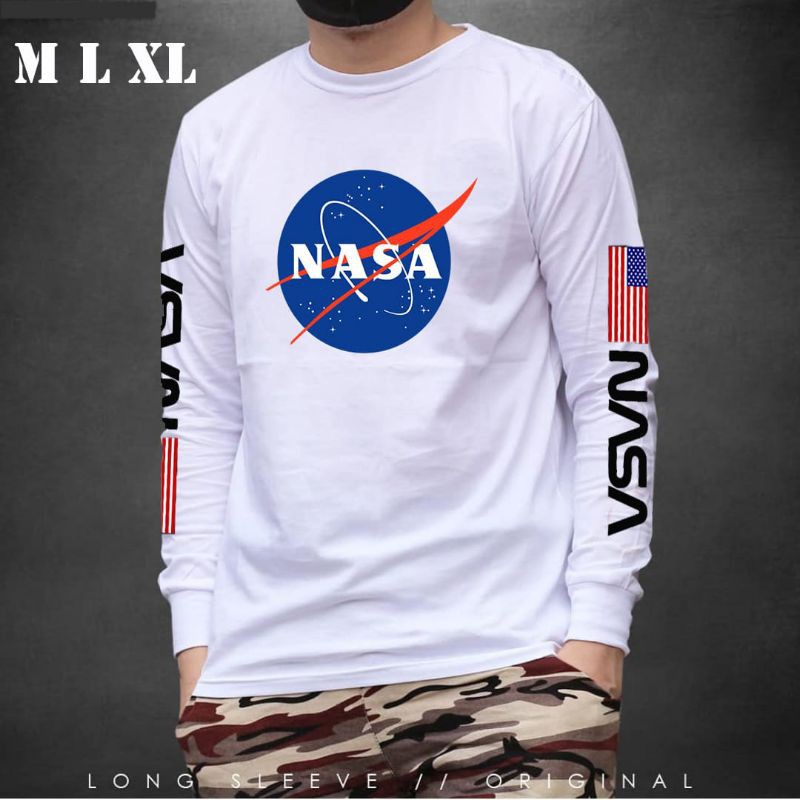 KAOS PRIA NASA LONG SLEEVE NASA KAOS LENGAN PANJANG NASA KAOS NASA SABLON