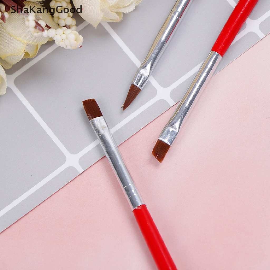 3pcs / set pen brush Lukis uv gel builder Bahan Akrilik Untuk salon nail art